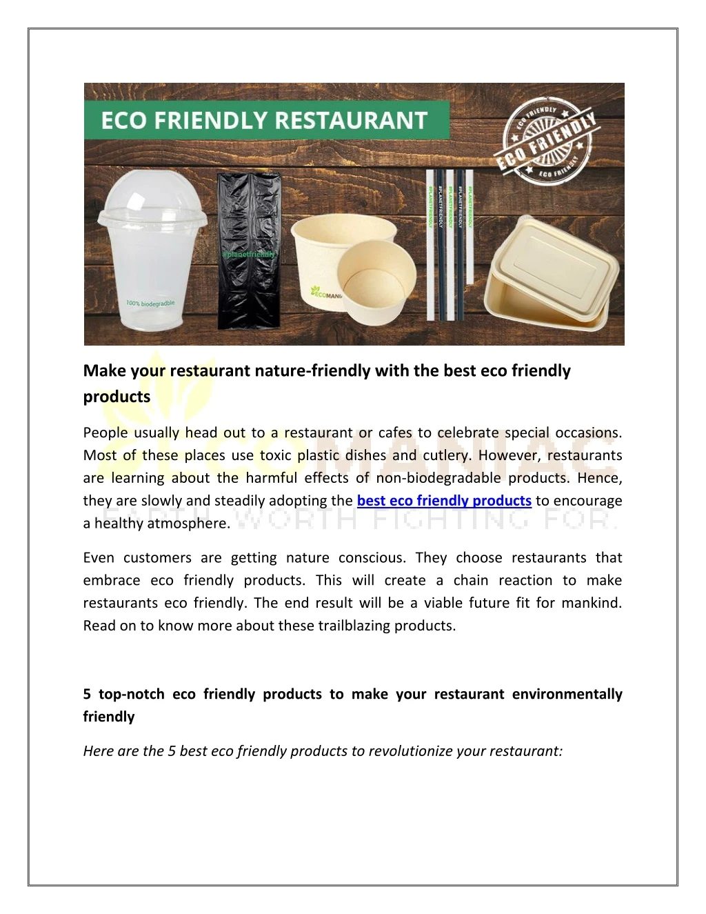 make your restaurant nature friendly with
