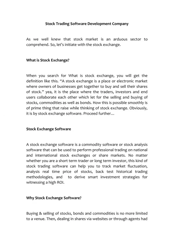 stock trading software development company