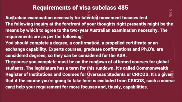 Visa Subclass 485 | 485 Subclass Visa