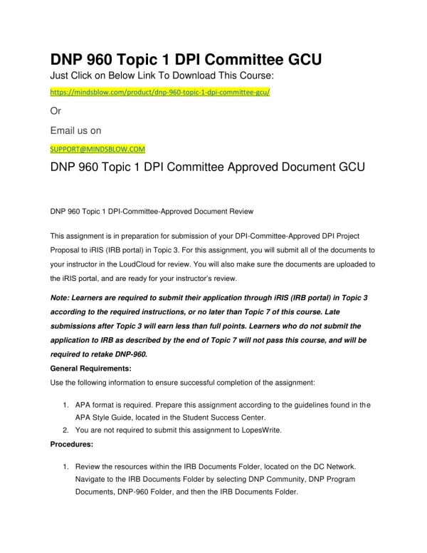 dnp 960 topic 1 dpi committee gcu just click