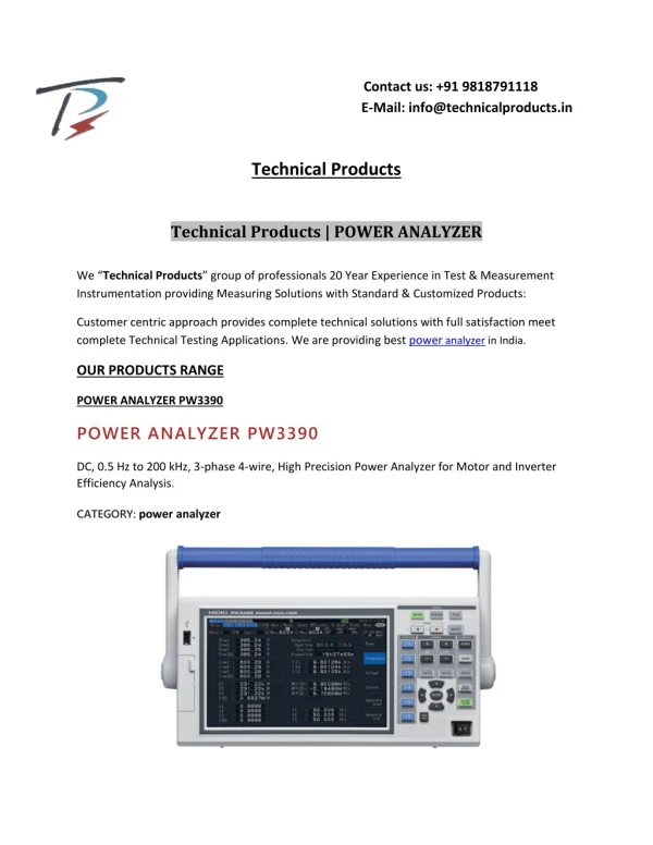 Technical Products - Power Analyzer