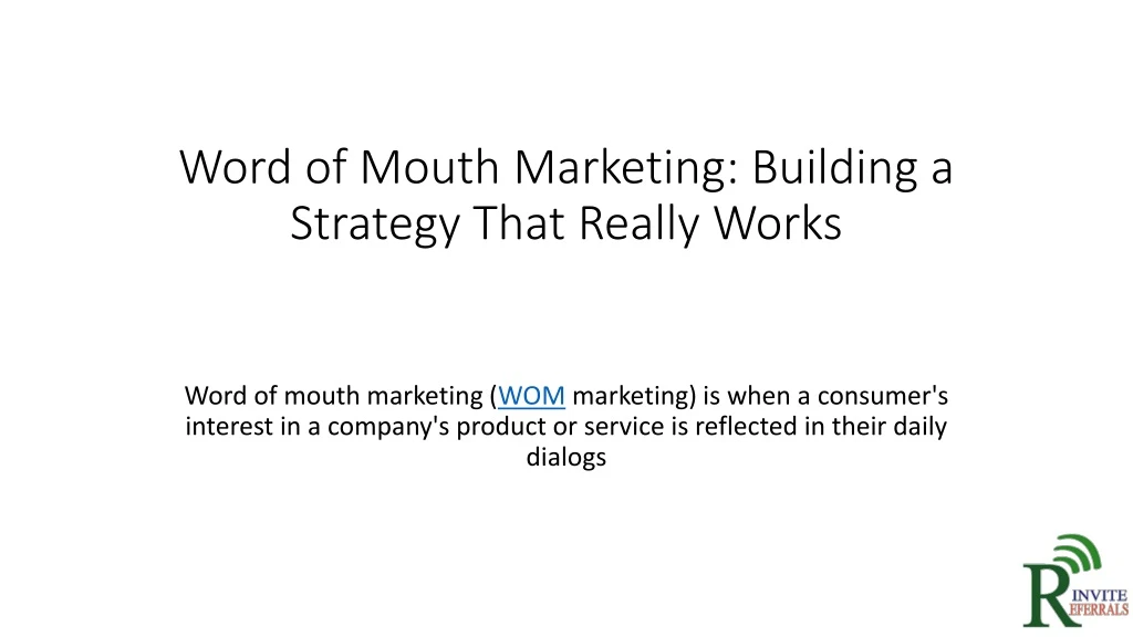 word of mouth marketing building a strategy that really works