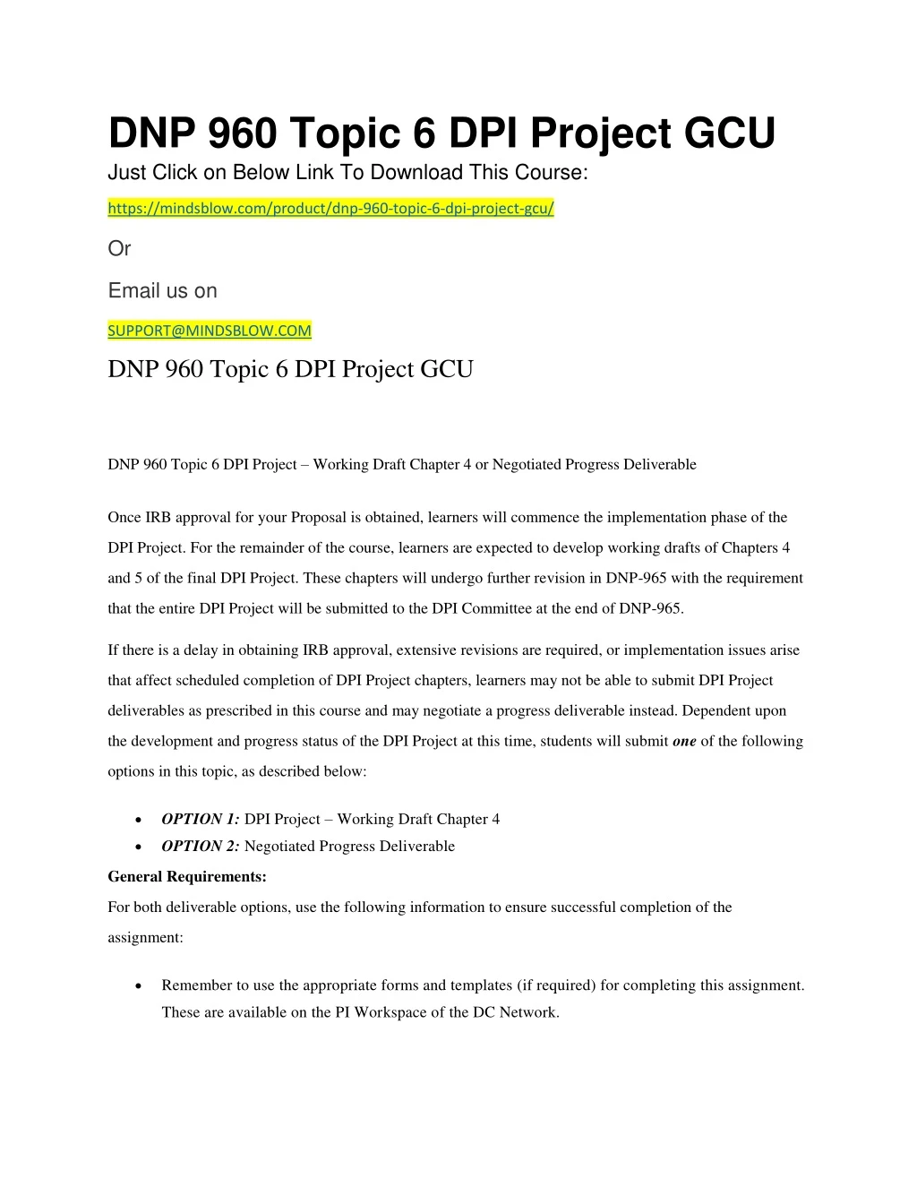 dnp 960 topic 6 dpi project gcu just click