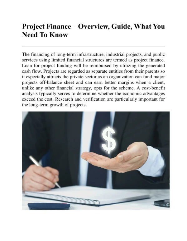 project finance overview guide what you need