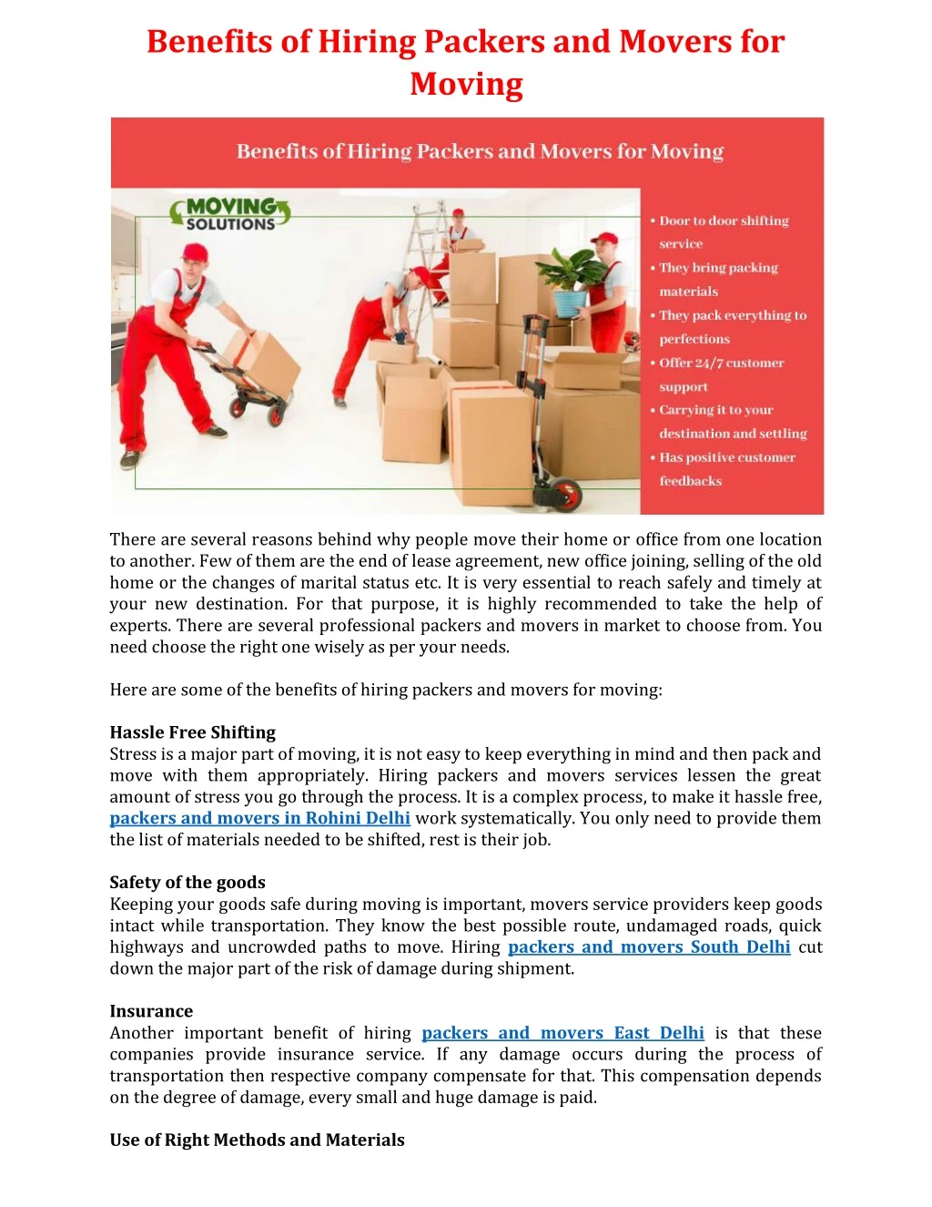 benefits of hiring packers and movers for moving