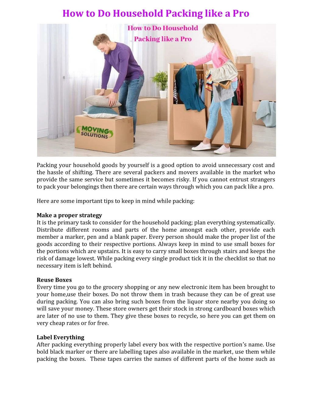 how to do household packing like a pro