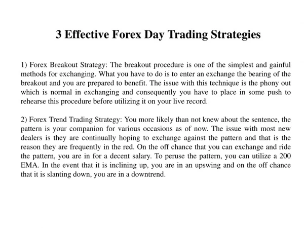 3 effective forex day trading strategies