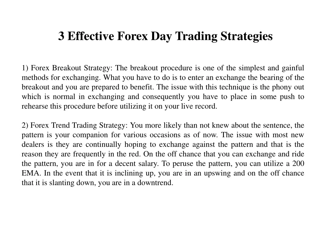 3 effective forex day trading strategies