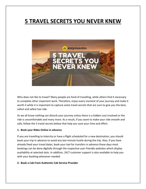5 TRAVEL SECRETS YOU NEVER KNEW