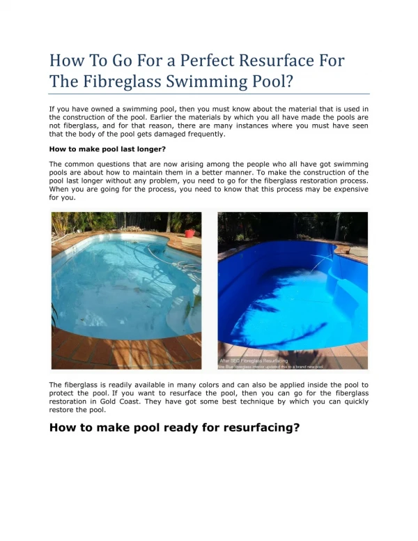 how to go for a perfect resurface