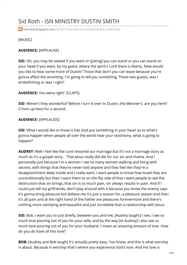 sid roth isn ministry dustin smith