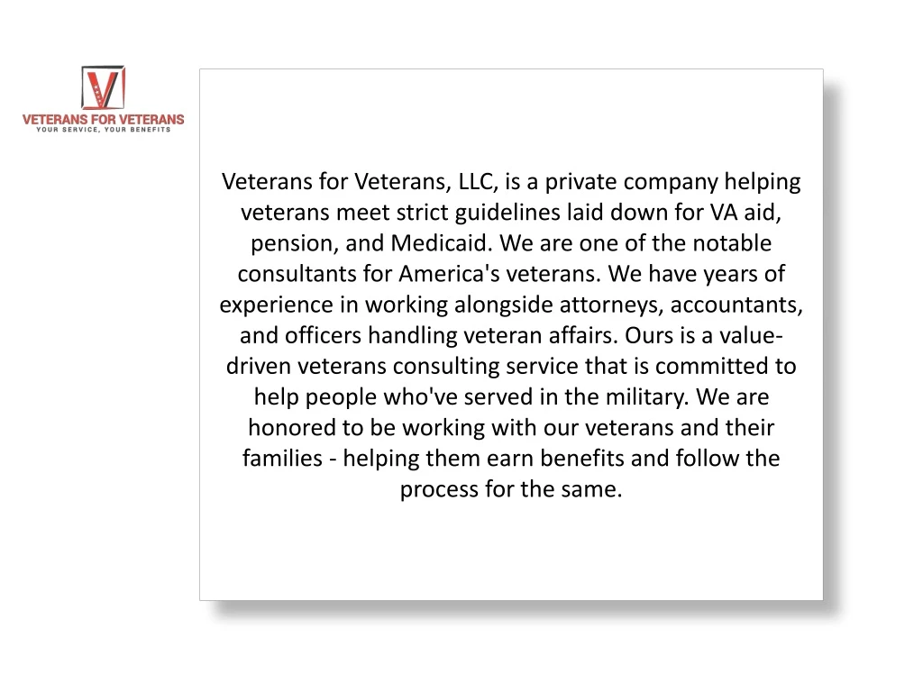 veterans for veterans llc is a private company