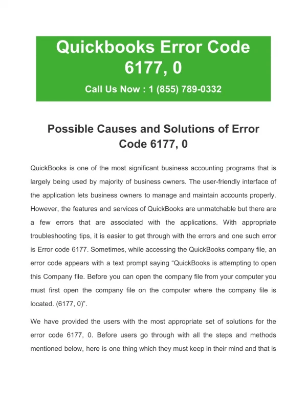 Quickbooks Error Code 6177, 0