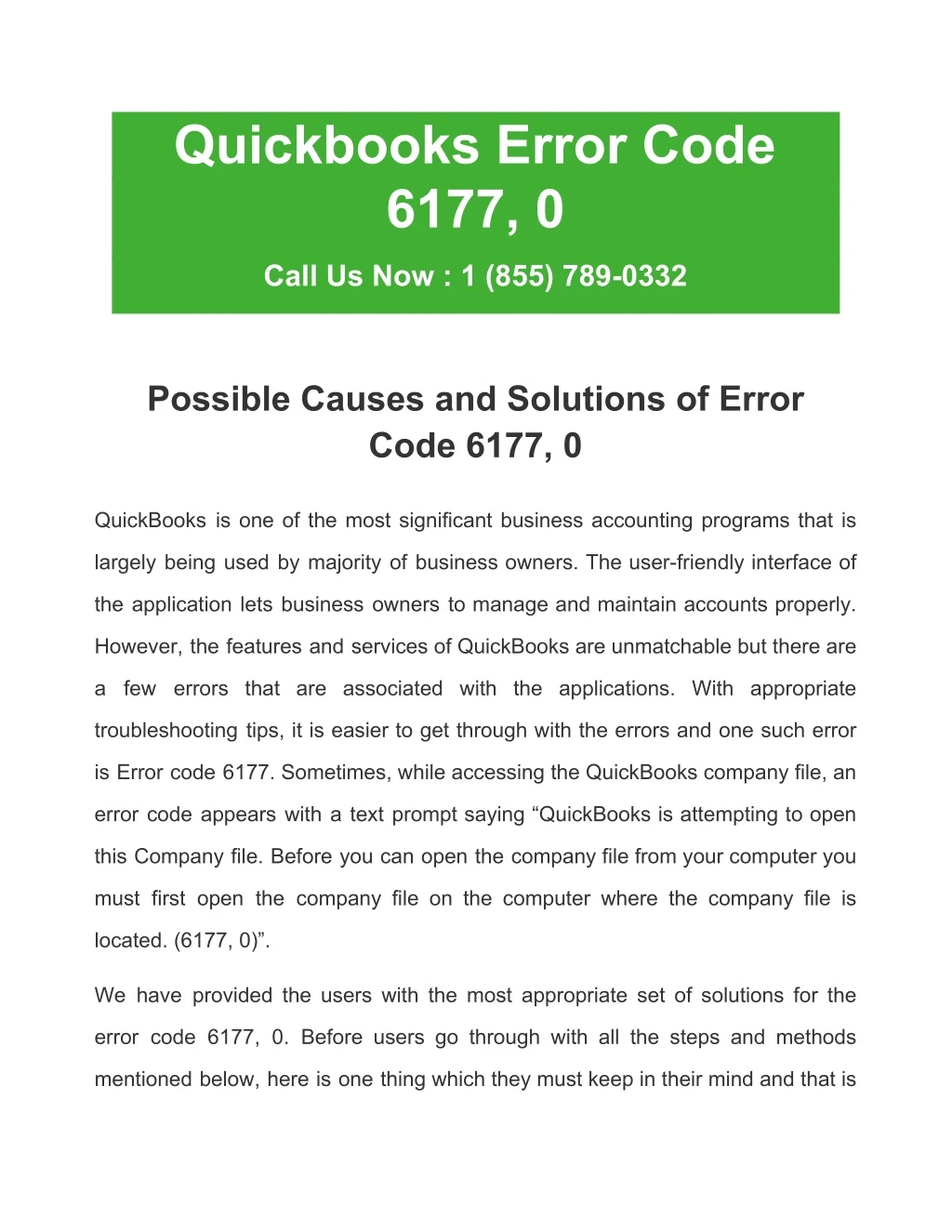 quickbooks error code 6177 0