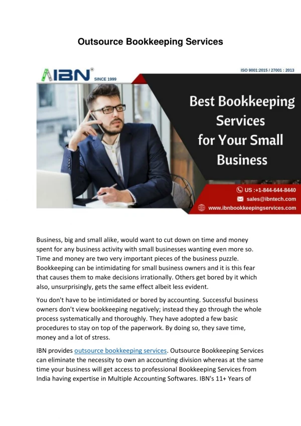 Outsource Bookkeeping services  to  India