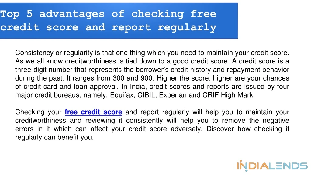 top 5 advantages of checking free credit score