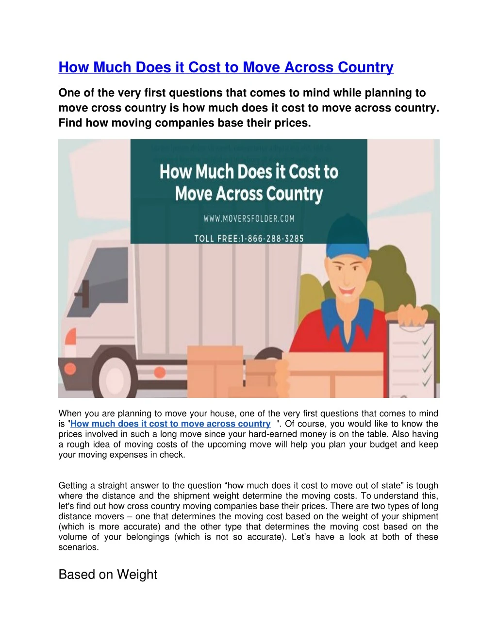how much does it cost to move across country