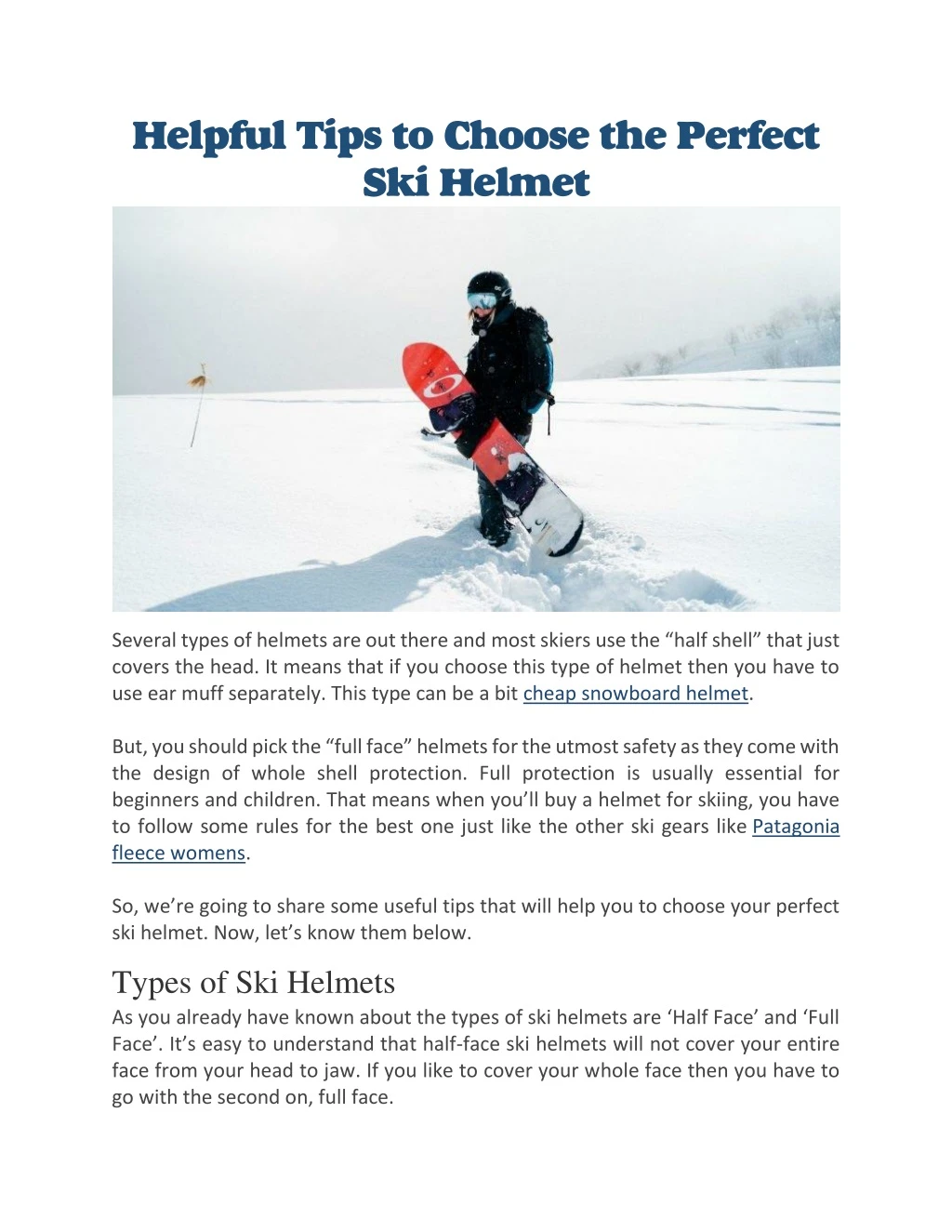 helpful tips to choose the perfect ski helmet