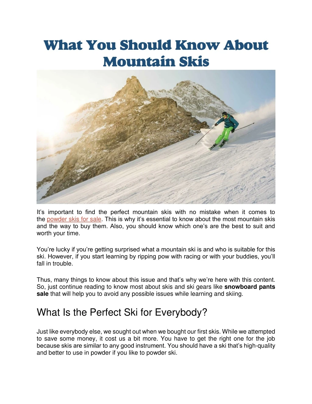 what you should know about mountain skis