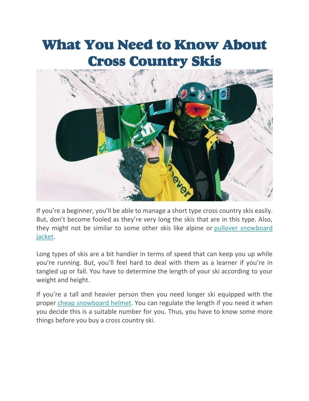 what you need to know about cross country skis