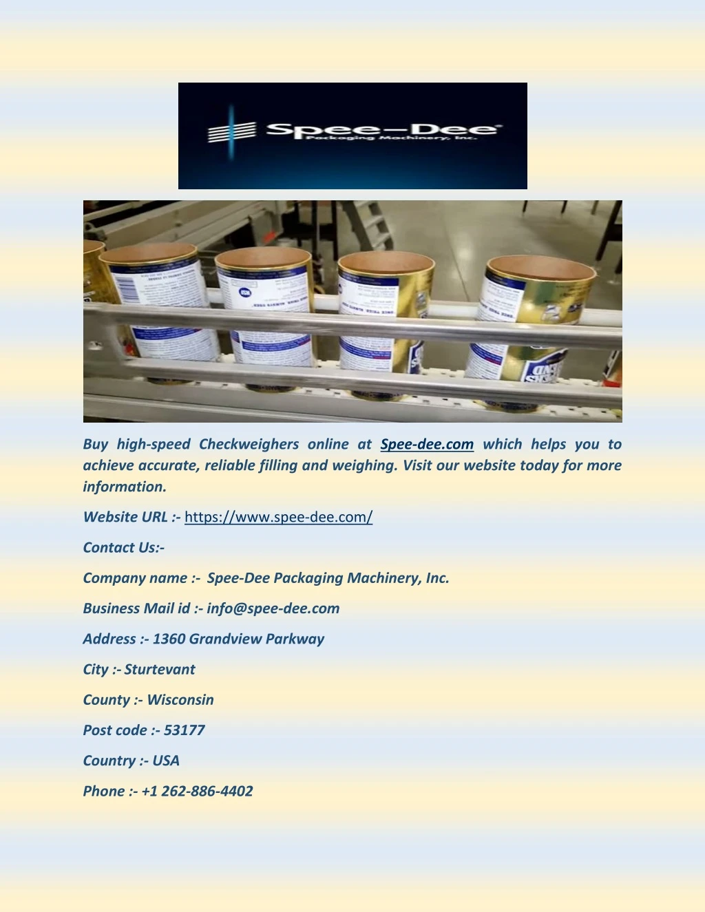 buy high speed checkweighers online at spee