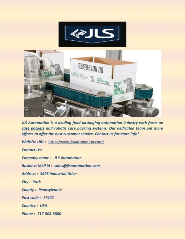 jls automation is a leading food packaging