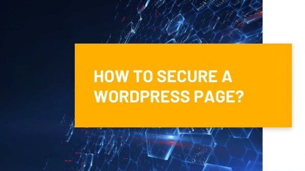 HOW TO SECURE A WORDPRESS PAGE?