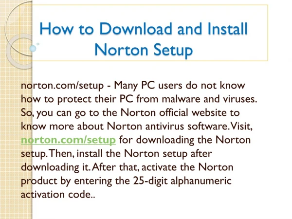 how to download and install norton setup