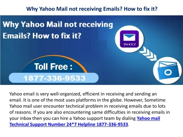 Why Yahoo Mail not receiving Emails 1877-503-0107 ? How to fix it?