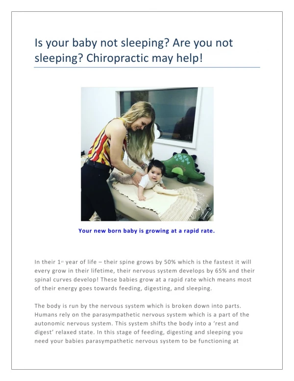 Is your baby not sleeping? Are you not sleeping? Chiropractic may help!