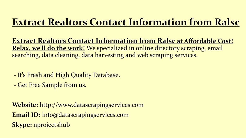 extract realtors contact information from ralsc