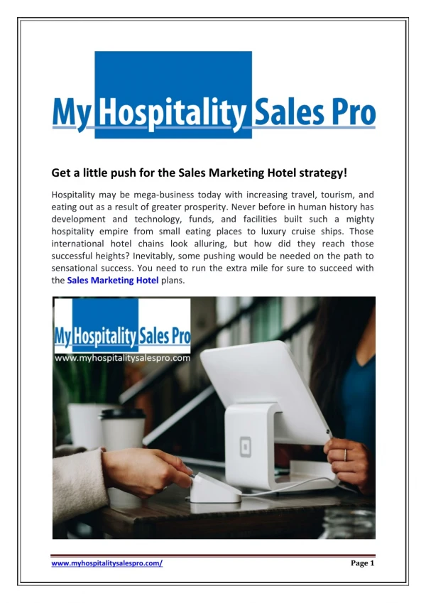 Sales Marketing Hotel strategy