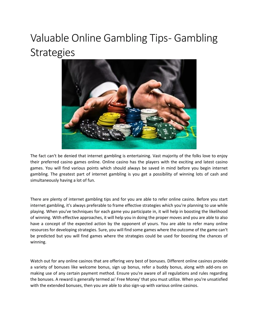 valuable online gambling tips gambling strategies