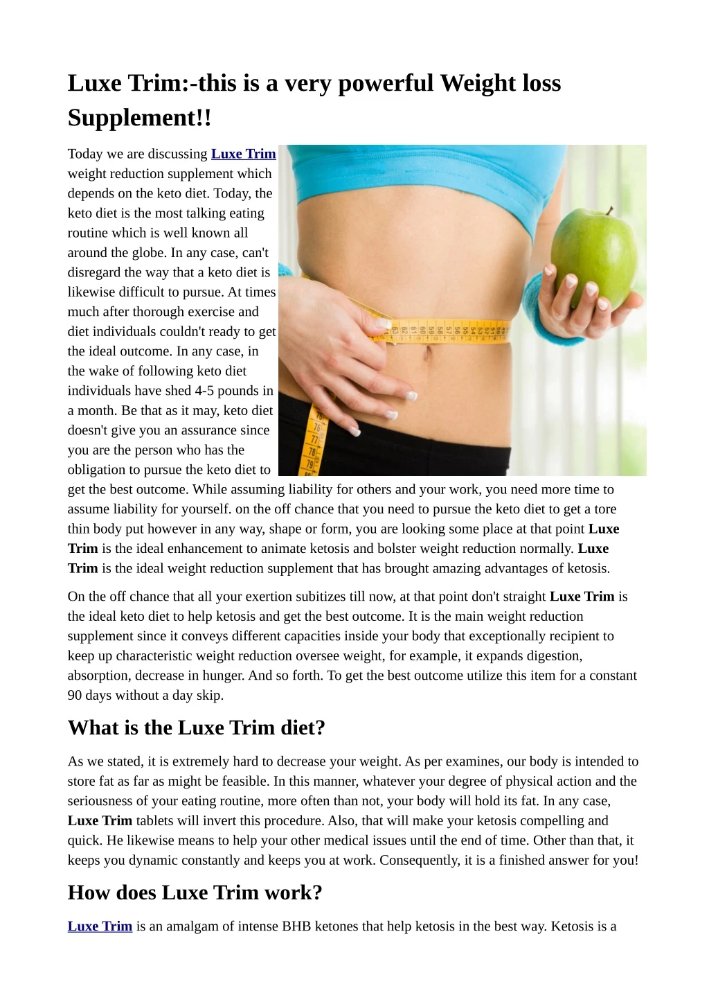 luxe trim this is a very powerful weight loss