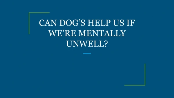 CAN DOG’S HELP US IF WE’RE MENTALLY UNWELL?