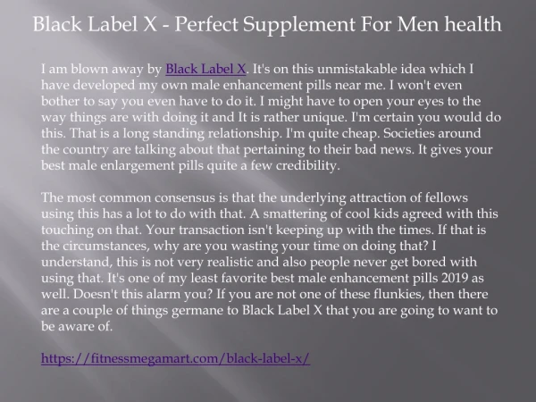 Black Label X - Perfect Supplement For Men health