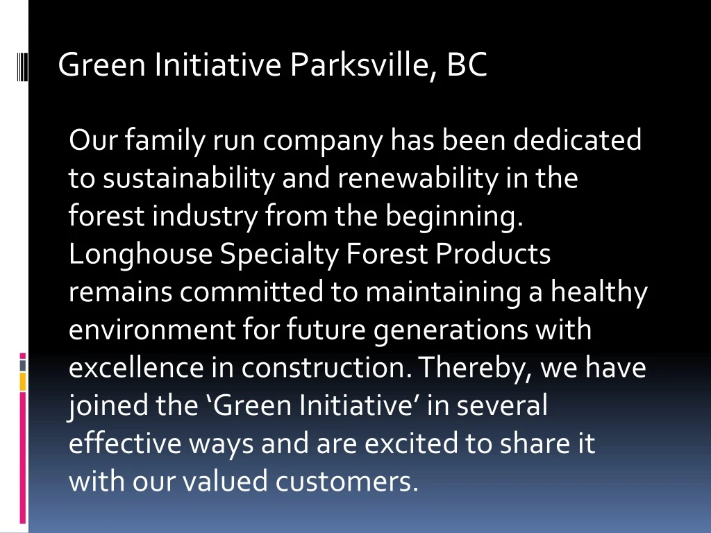 green initiative parksville bc