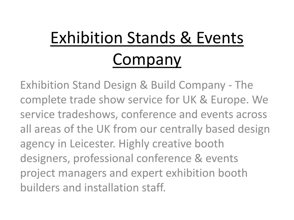 exhibition stands events company