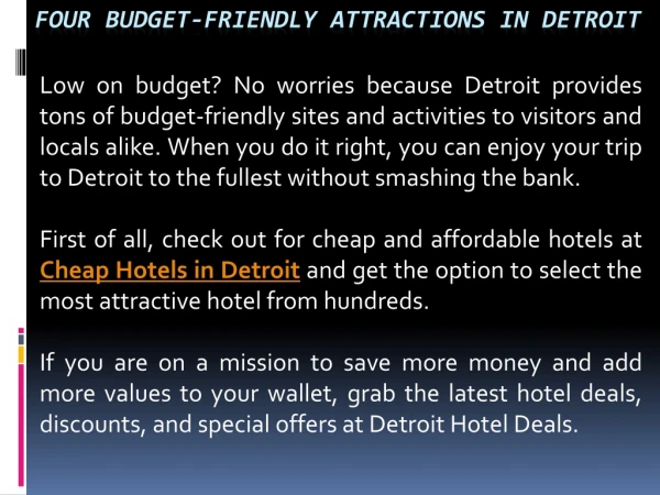 Four Budget-Friendly Attractions in Detroit