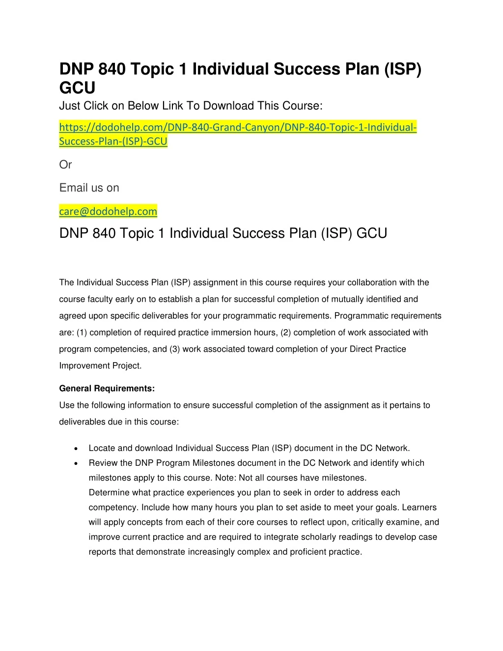 dnp 840 topic 1 individual success plan