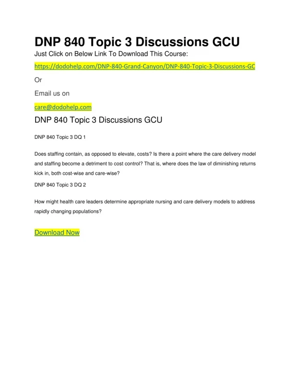 DNP 840 Topic 3 Discussions GCU