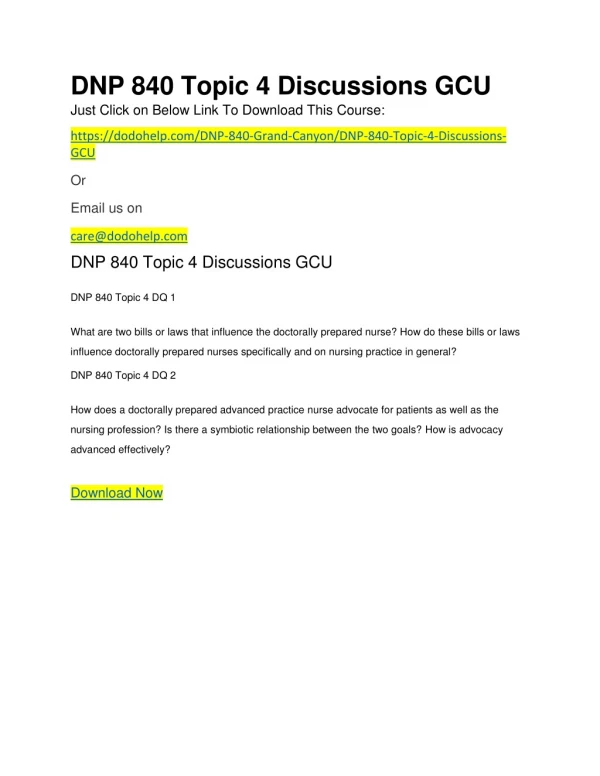 DNP 840 Topic 4 Discussions GCU