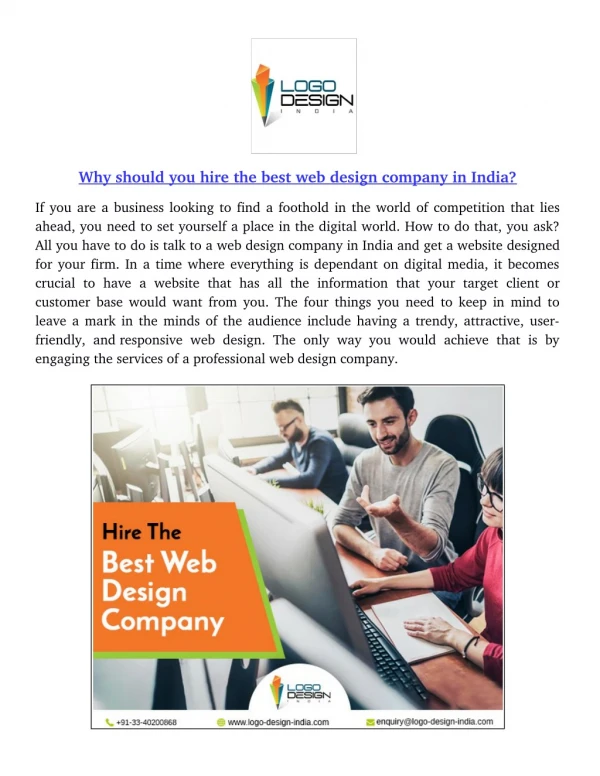 Why should you hire the best web design company in India?