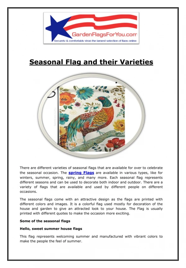 Seasonal Flag and their Varieties