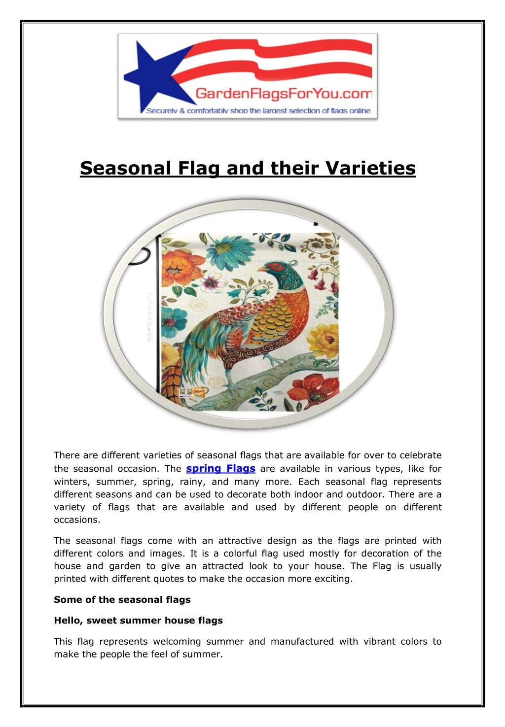 seasonal flag and their varieties