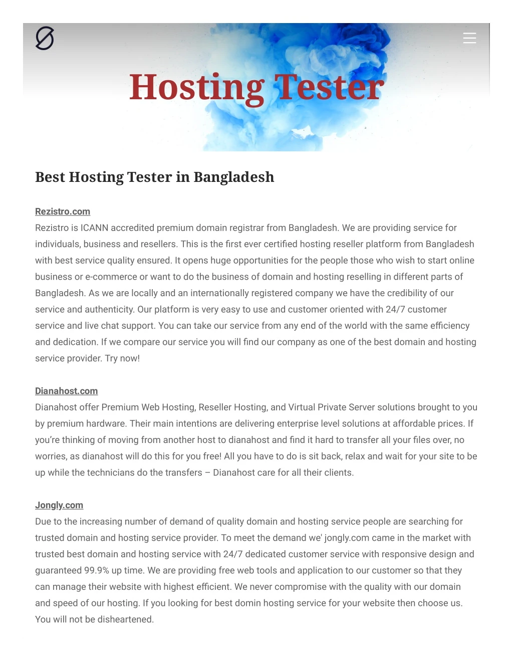 hosting tester