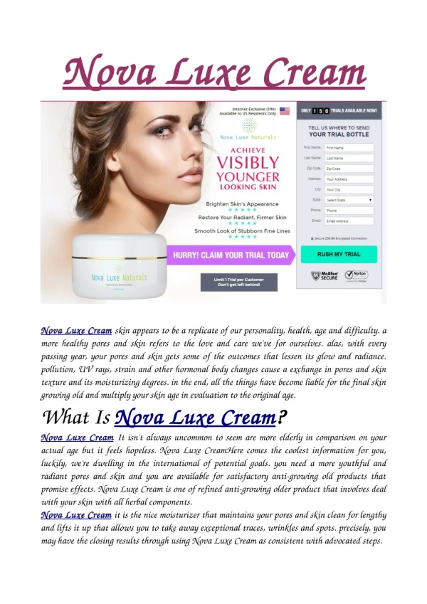Nova Luxe Cream Repair Your Damage Skin In To Brighter skin