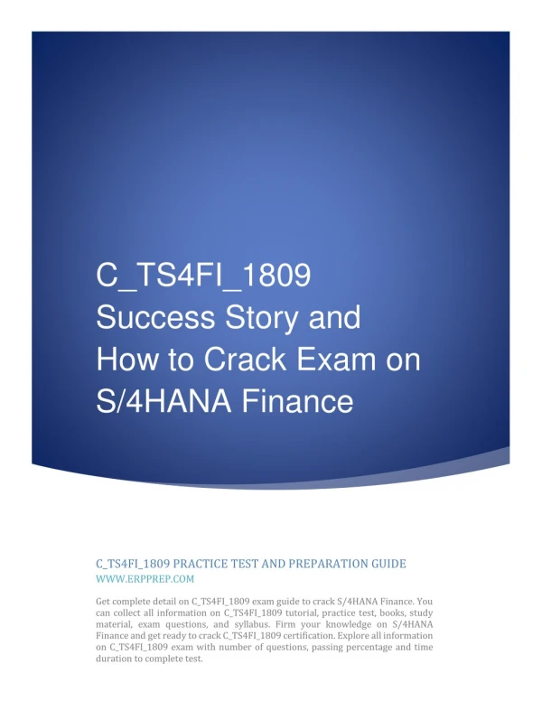 C_TS4FI_1809 Success Story and How to Crack Exam on S/4HANA Finance