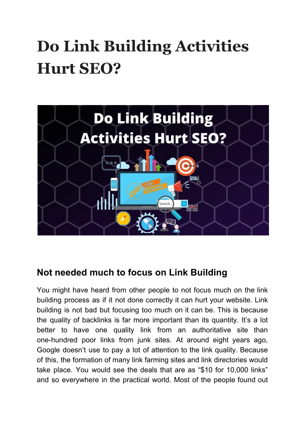 do link building activities hurt seo