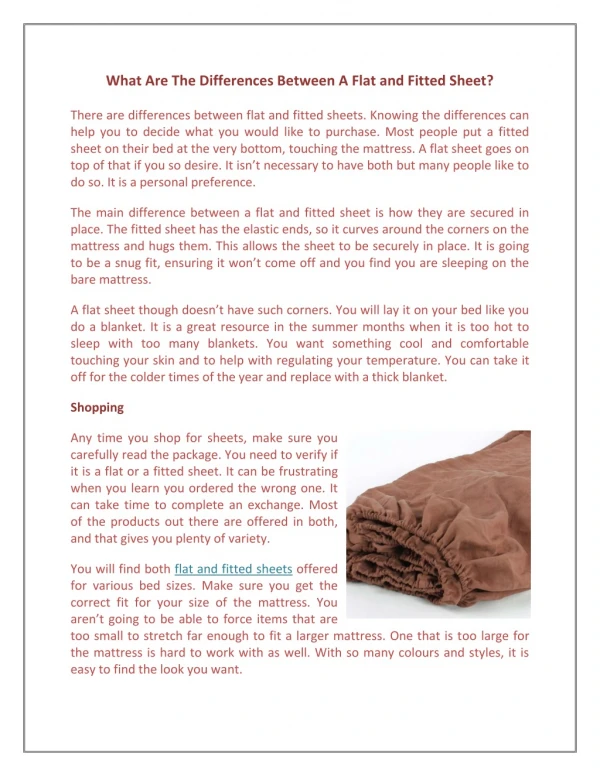 What Are The Differences Between A Flat and Fitted Sheet?